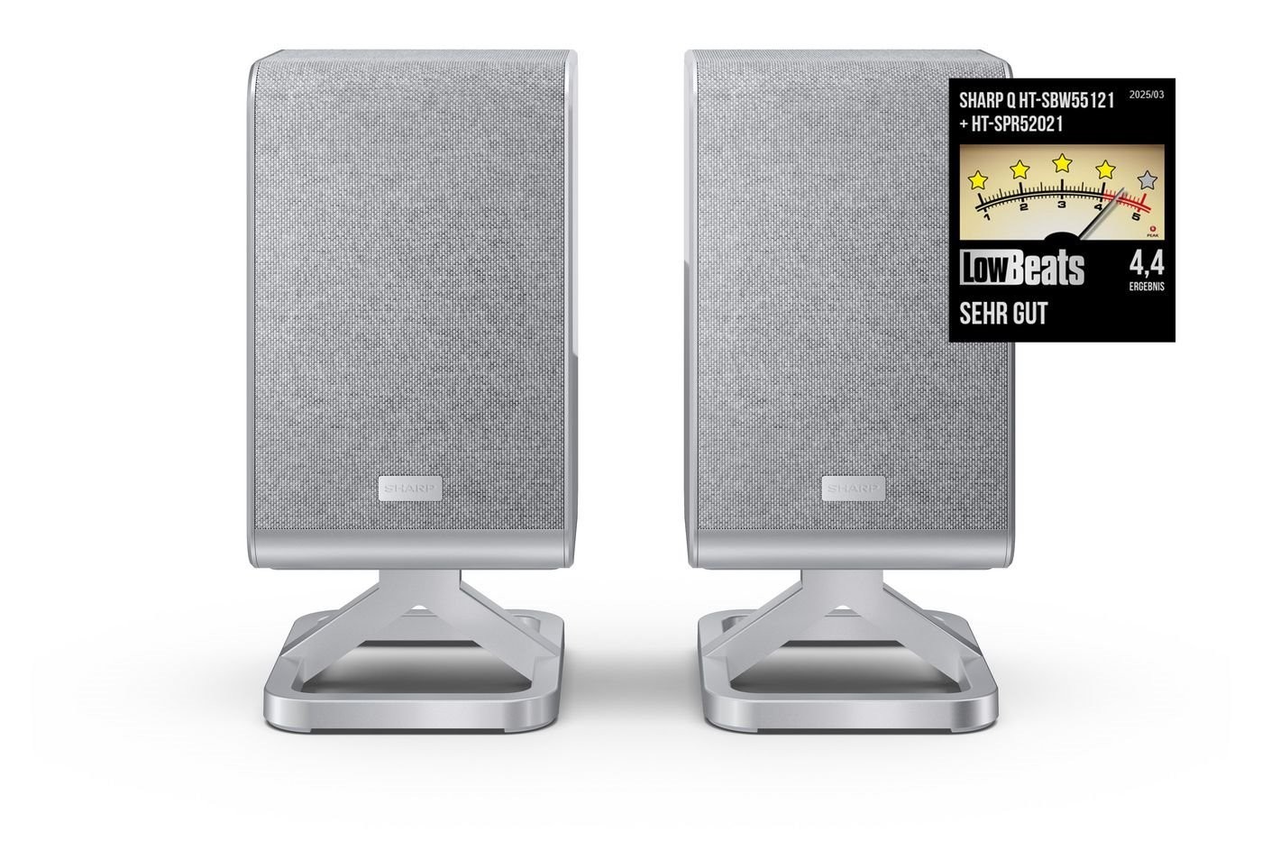 Sharp HT-SPR52021(SL) Q Soundbar 2.0.2 Wireless Rear Surround Speakers, Silver Sharp