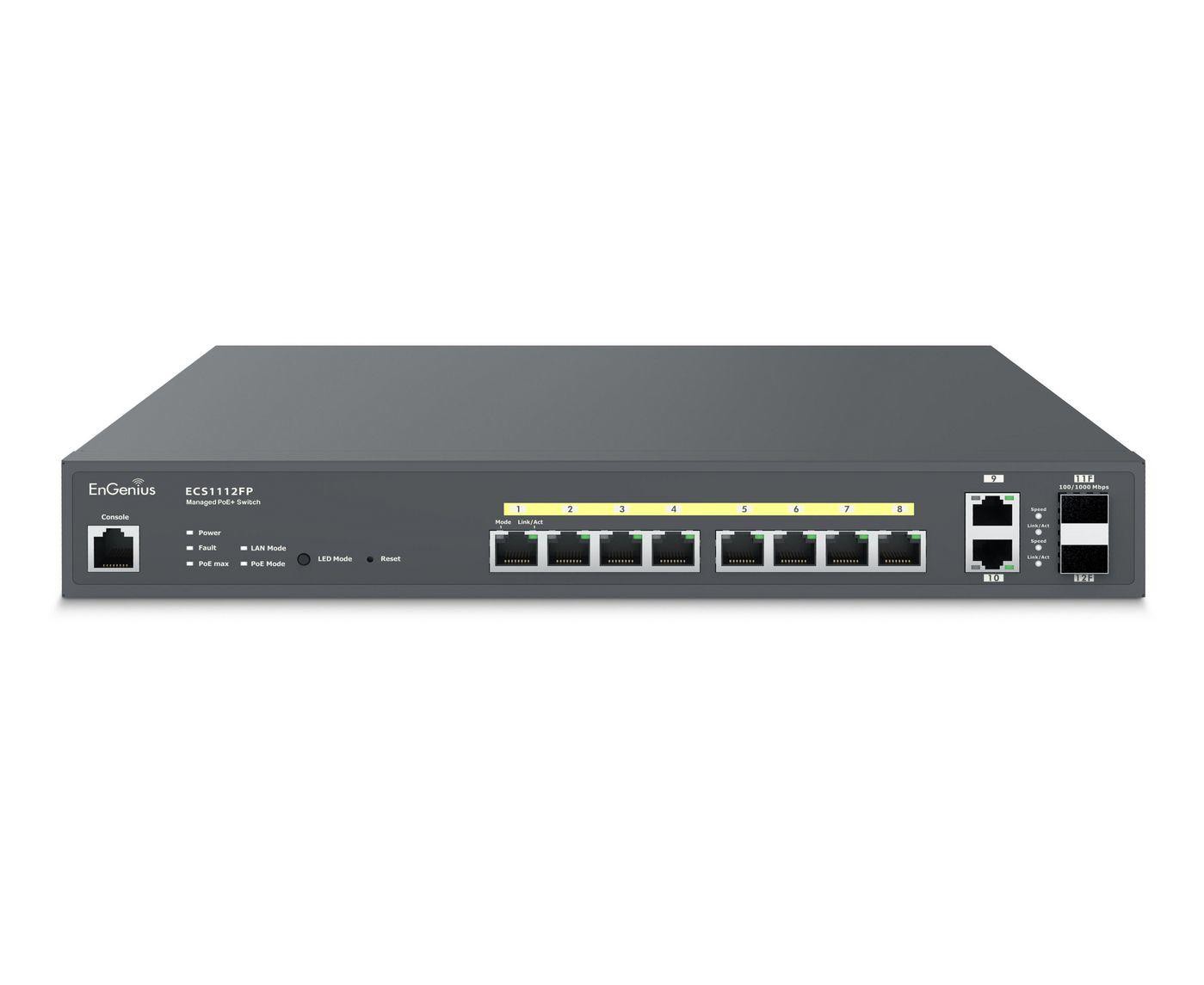 EnGenius Ecs1112fp Netværksswitch Administreret L2+ Gigabit Ethernet (10/100/1000) STRØM Over Ethernet (PoE) Sort