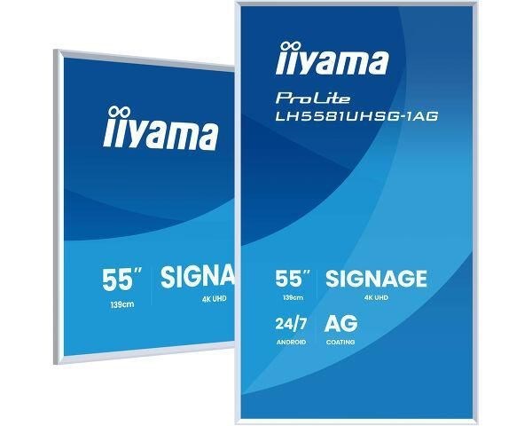 Iiyama 55iWIDE LCD 3840 X 2160 4K Uhd Va panelMetal Front Bezel Fan-Less Speakers HDMI(2x) USB-C(DP-Alt 15Watt) Usb 2X V2.0 500 CD/M 5000 1 Static Contrast 6 5 MS Lan