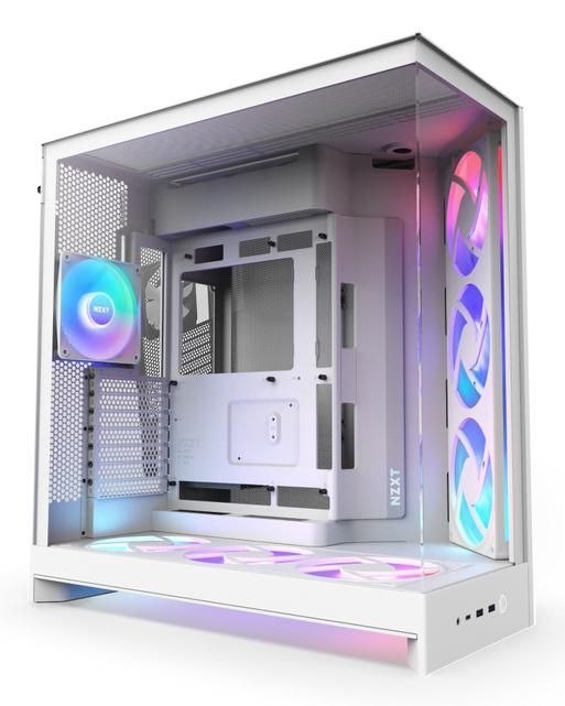 NZXT H9 Flow RGB+ (Weiß (Matt), Temperd Glass X 2)