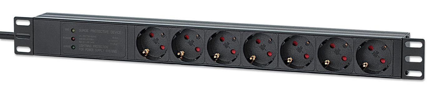 Intellinet 715140 Strømforsyningsenhed (Pdu) 7 Ac Stikkontakt(Er) 1U Sort
