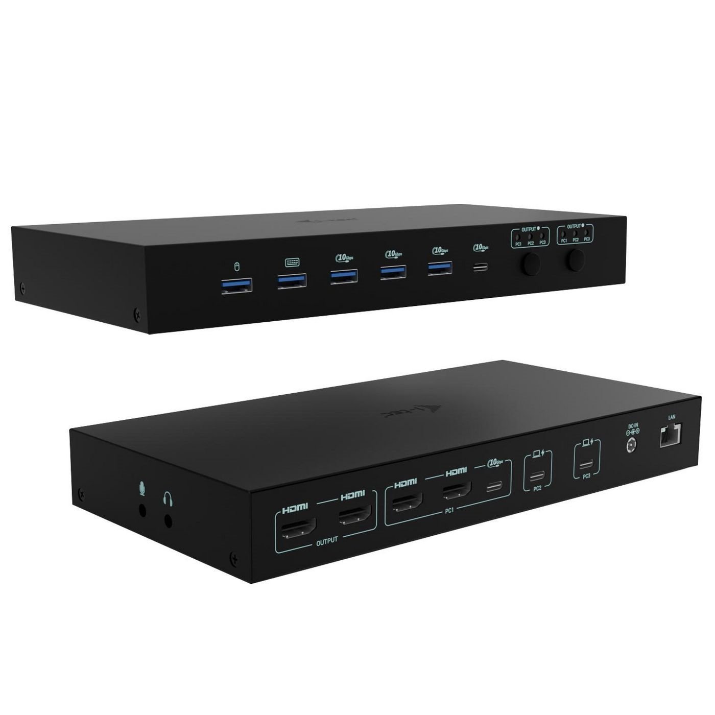 I-Tec Usb-C KVM Docking Station/For 3 Hosts Dual Display Power D