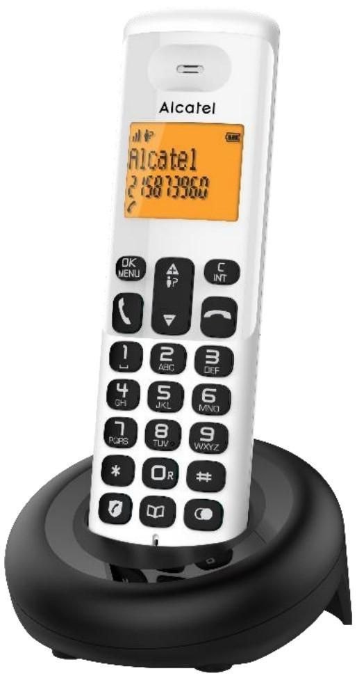 Alcatel E160 Teléfono Dect Identificador De Llamadas Negro, Blanco