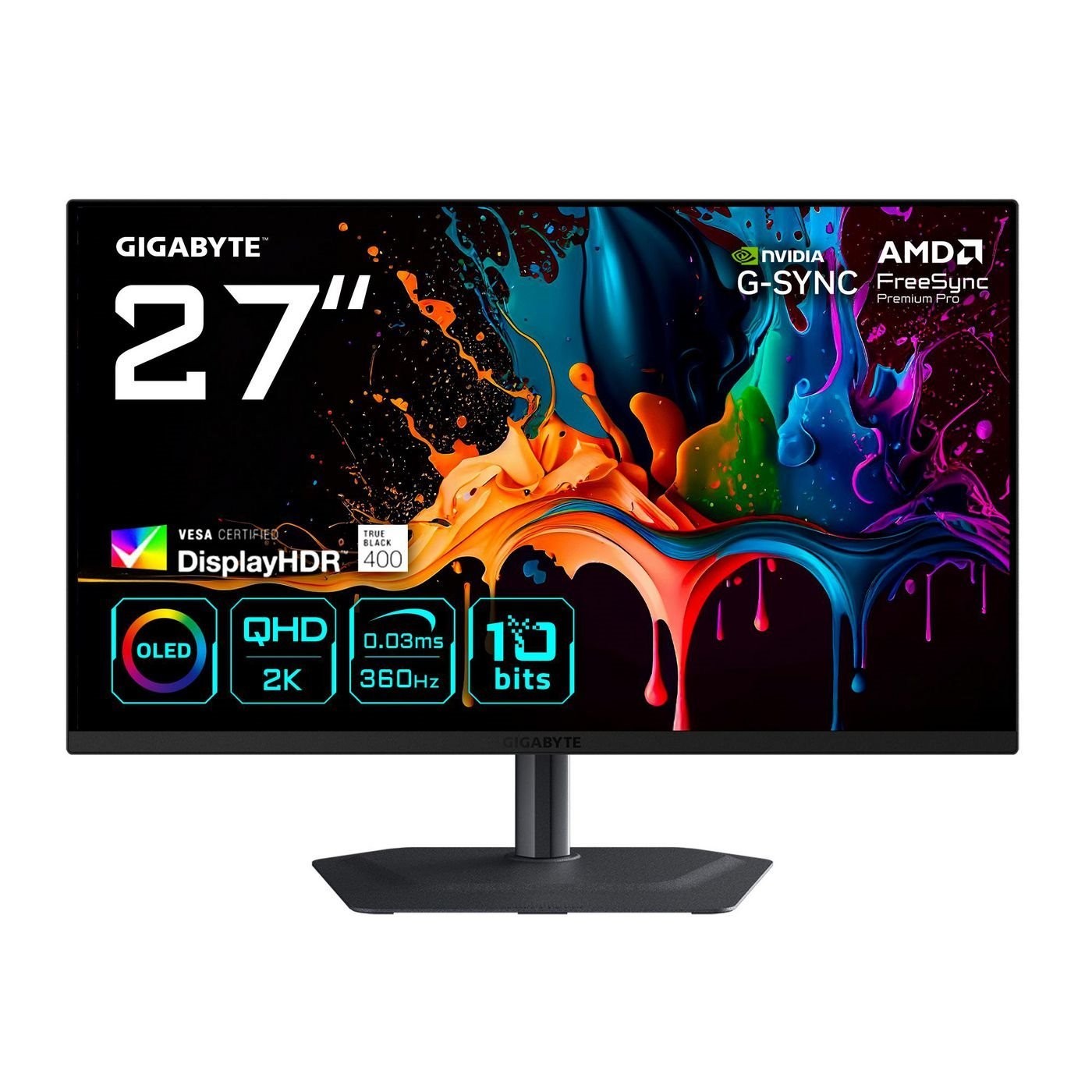 Gigabyte Mo27q3 Computerskærm 68,6 CM (27) 2560 X 1440 Pixel Quad HD Qd-Oled Sort