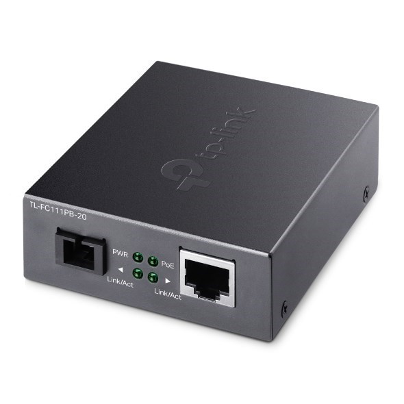 TP-Link TL-FC111PB-20 10/100Mbps WDM Media Converter With 1-Port PoE - Ieee 802.3U, 20KM, 1310 NM TX, 1550 NM RX