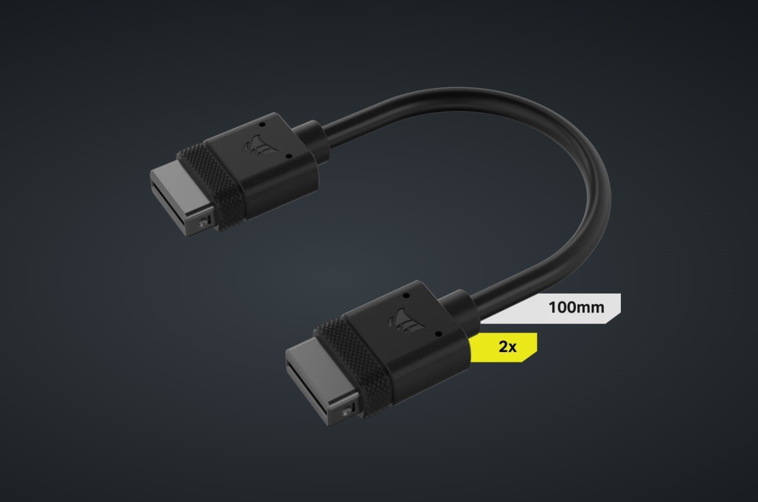 Corsair Icue Link Cable - 2X 100MM, Dual Cable Pack Black Stright Connectors