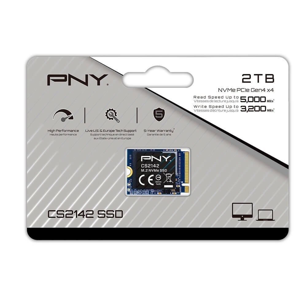 PNY CS2142 2TB PCIe M.2 2230 NVMe Gen4x4 SSD 5,000MB/s 3200MB/s 5YRS