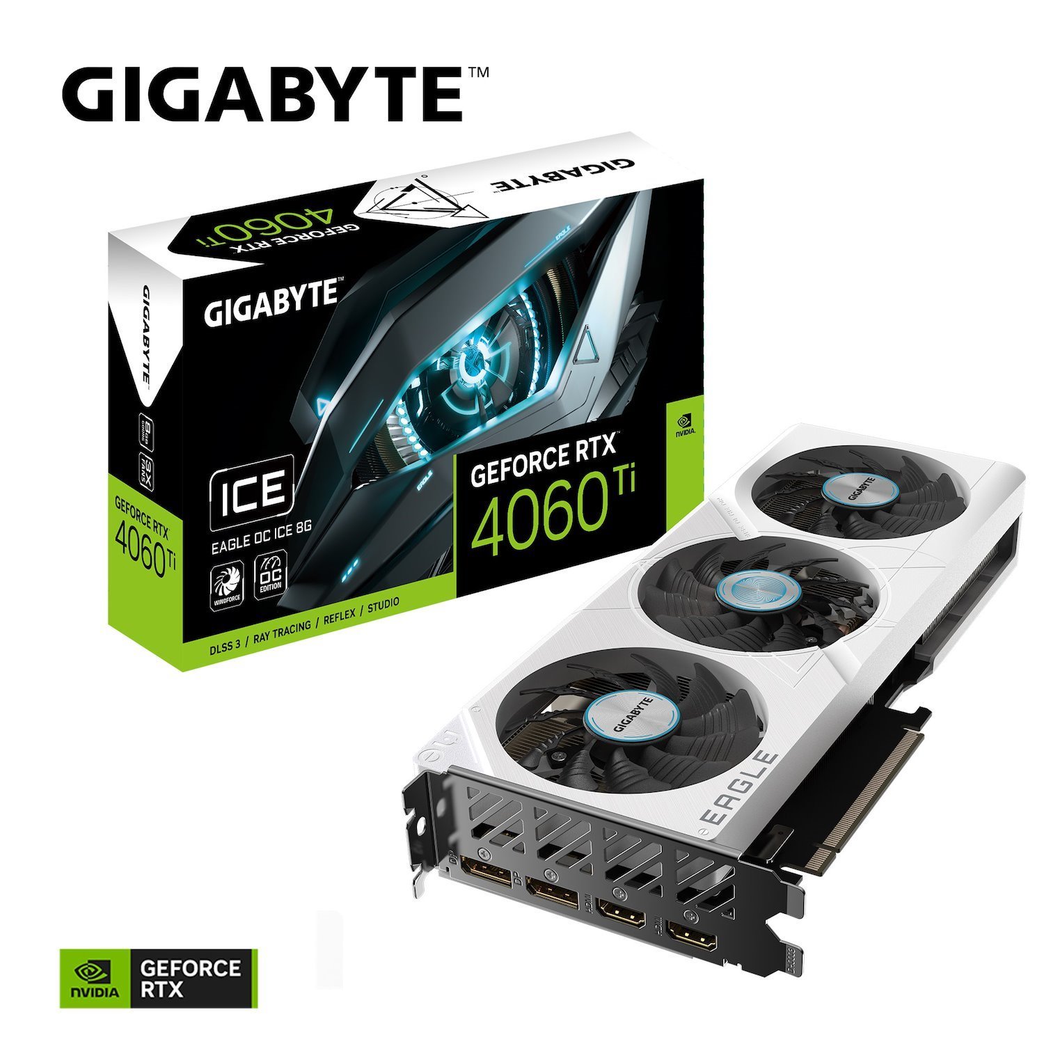 Gigabyte nVidia GeForce RTX 4060 Ti Eagle Oc Ice-8Gd GDDR6 Video Card, Pci-E 4.0, 2550MHz Core Clock, 2X DP 1.4A, 2X Hdmi 2.1A