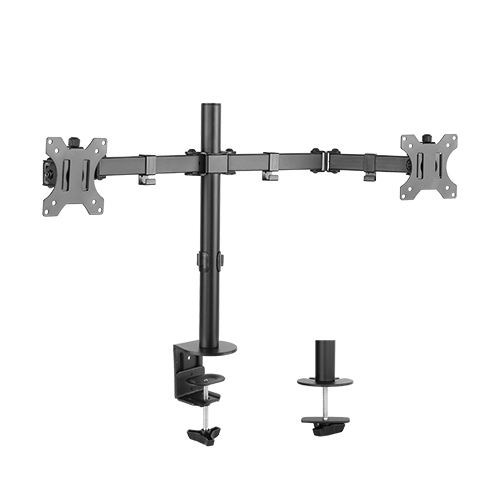 Brateck Dual Screens Economical Double Joint Articulating Steel Monitor Arm For 13’’-32’’, Up To 8KG, 360°Screen Rotation