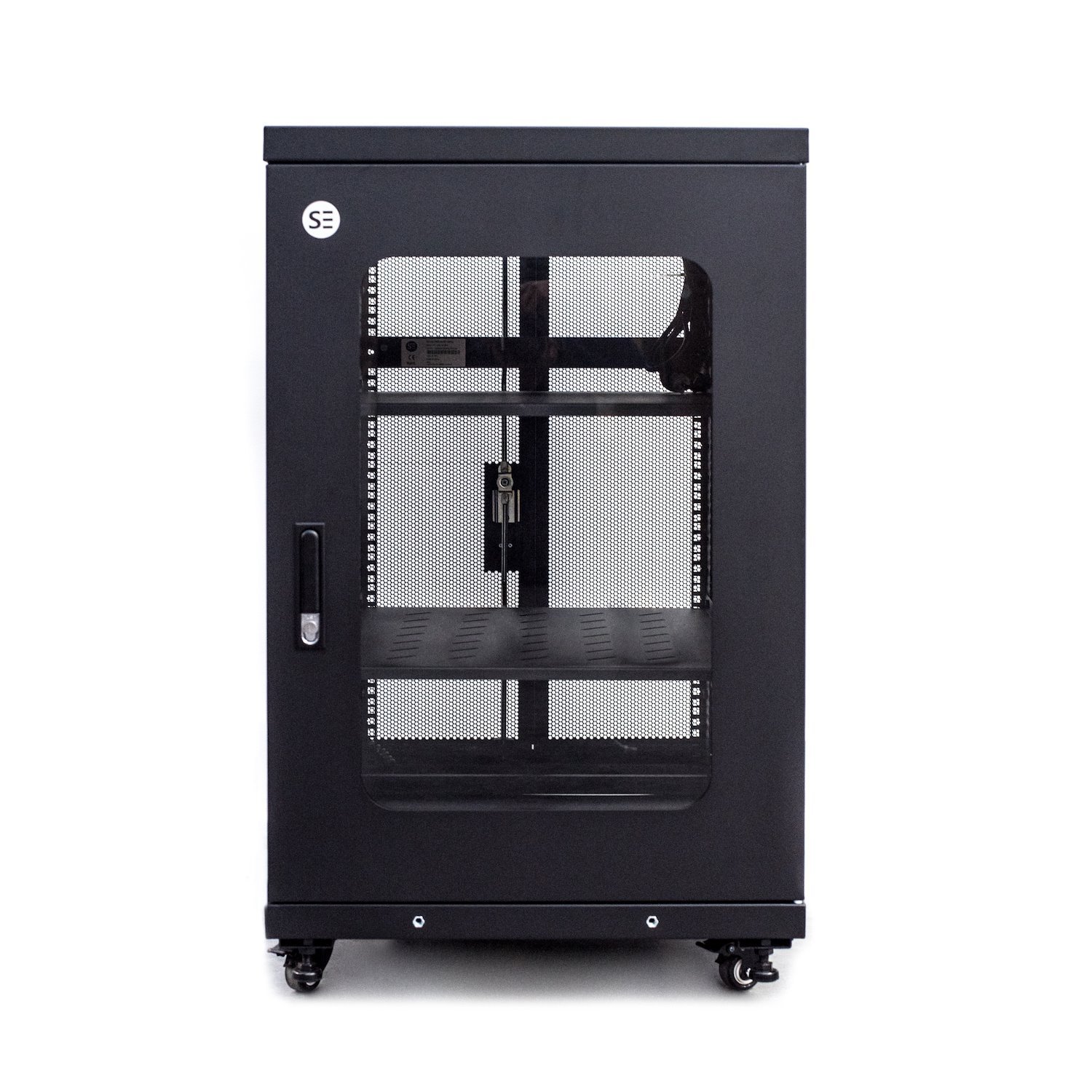 Serveredge 18Ru Fully Assembled Free Standing Server Cabinet - 600W X 800D X 988HIncludes Front Glass DoorDual Rear Mesh Doors1 X 8 Way Pdu1 X 4 Way Roof Mount Fan Unit2 X Fixed Shelves: 455MM depthL-