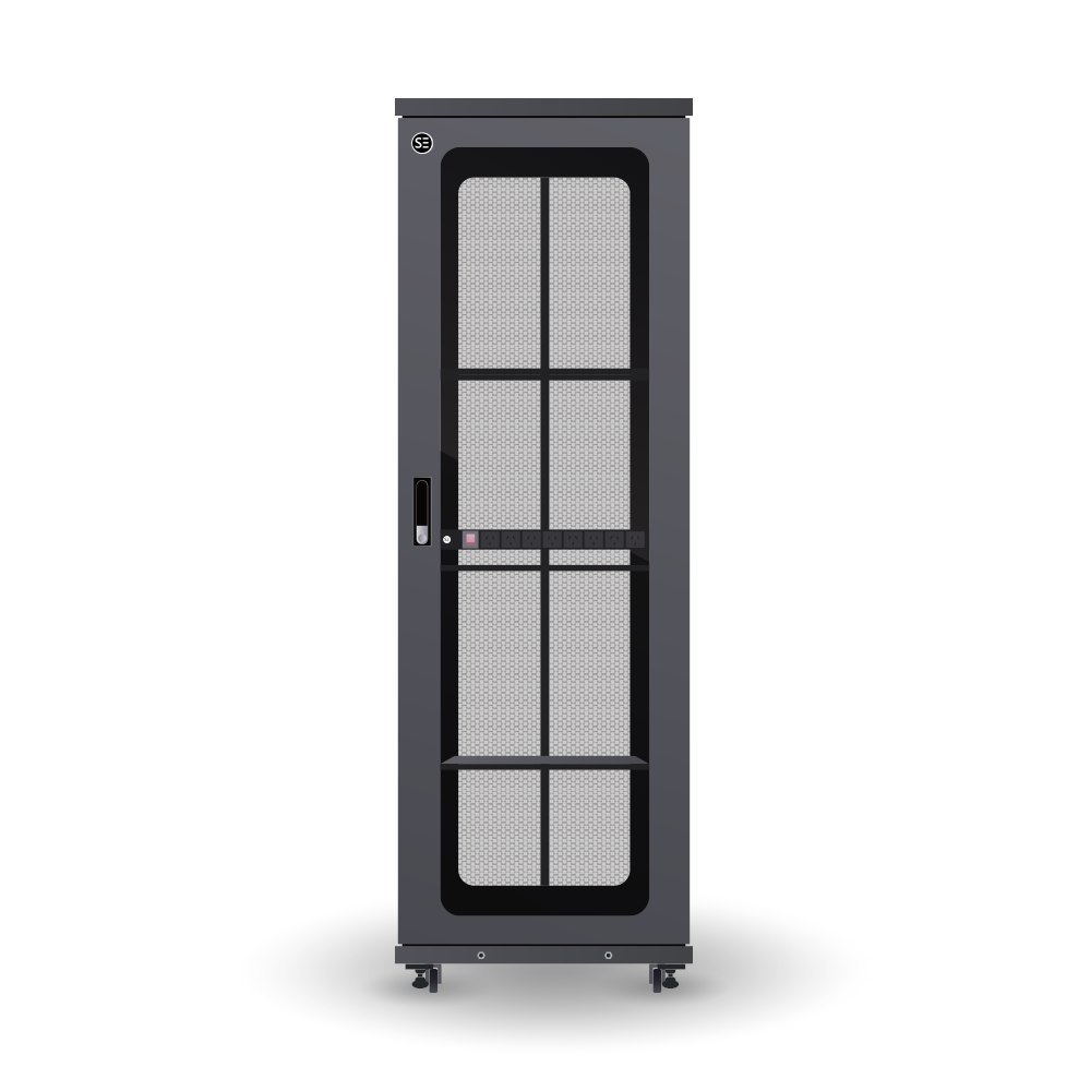 Serveredge 42Ru Fully Assembled Free Standing Server Cabinet - 600W X 600D X 2055HIncludes:Lockable Front Glass DoorLockable Dual Rear Mesh DoorsLockable Split Side Panels1 X 8 Way Pdu1 X 2 Way Roof M