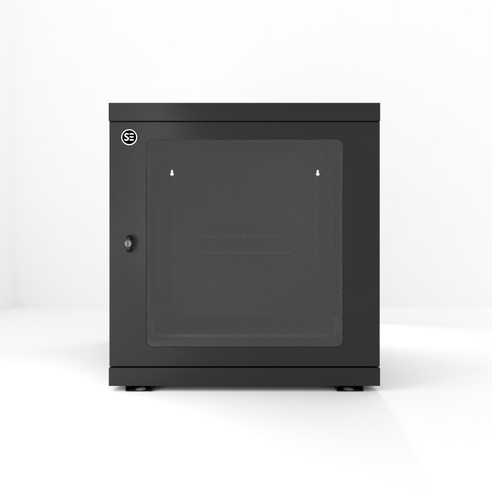 Serveredge 12Ru Fully Assembled Wall Mounted Cabinet - 600W X 600D X 637HIncludes:Toughened Glass DoorQuick Release Lockable Side PanelL-Shaped Rails1 X Cantilever ShelfCut Out Slots For Fans20 X Cage