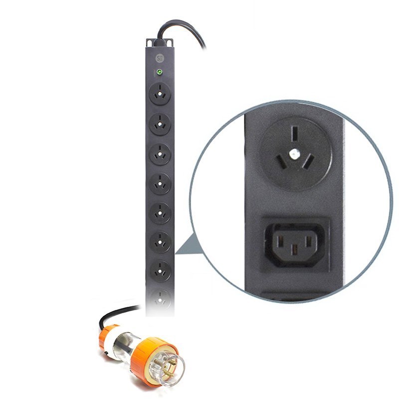 Serveredge Basic Vertical 20 Port Pdu(10) 3 Pin Aus Gpo Output & 10 Iec C13 Output (1) 3 Pin Aus 20A Captive Plug Input 20A240v