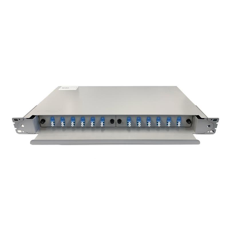 ServerEdge LC Os2 24 Port 1Ru Fibre Sliding Patch Panel With Splice Cassette Splice Protector & Mounting Kit