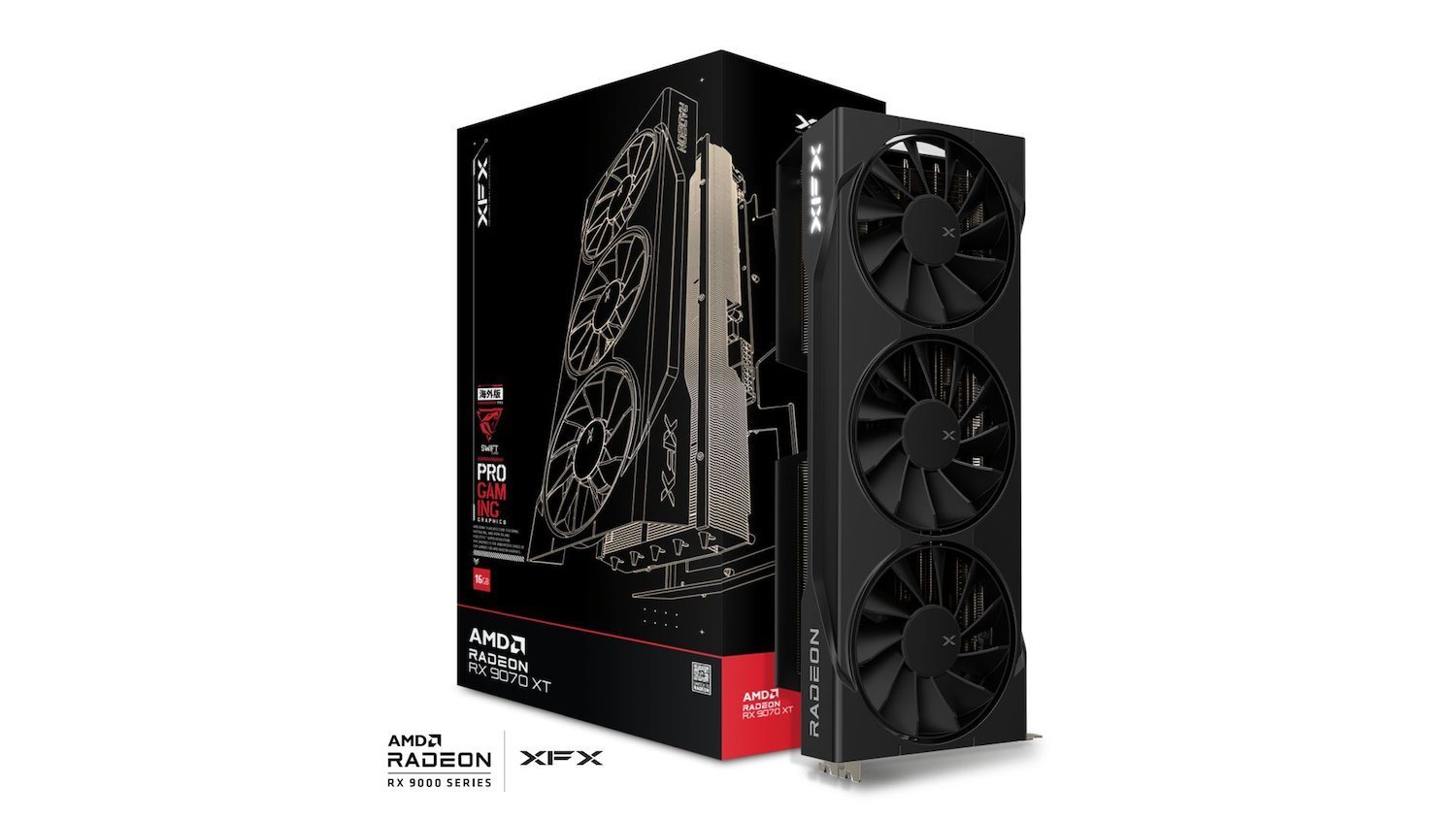 XFX Swift Amd Radeon RX 9070XT Triple Fan Gaming Edition With 16GB GDDR6 Hdmi 3xDP, Amd Rdna™ 4 (RX-97TSWF3B9)