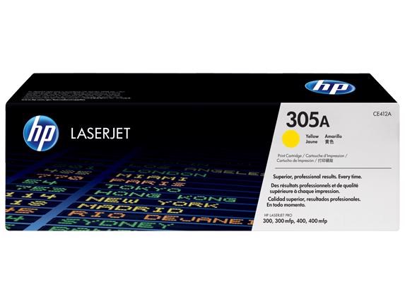 HP 305A (CE412A) Original Standard Yield Laser Toner Cartridge - Single Pack - Yellow - 1 Each