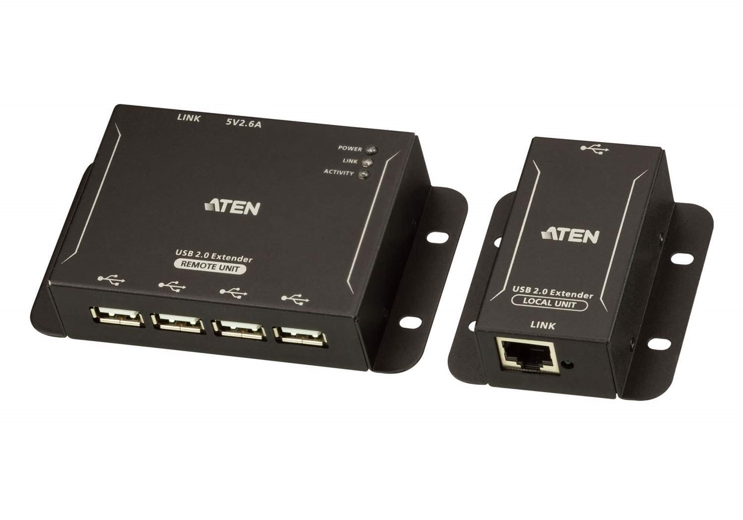 Aten 4-Port Usb 2.0 Cat 5 Extender (Up To 50M), Includes Power Adapter To Power The Remote Unit, With Local Unit Powered Via Usb