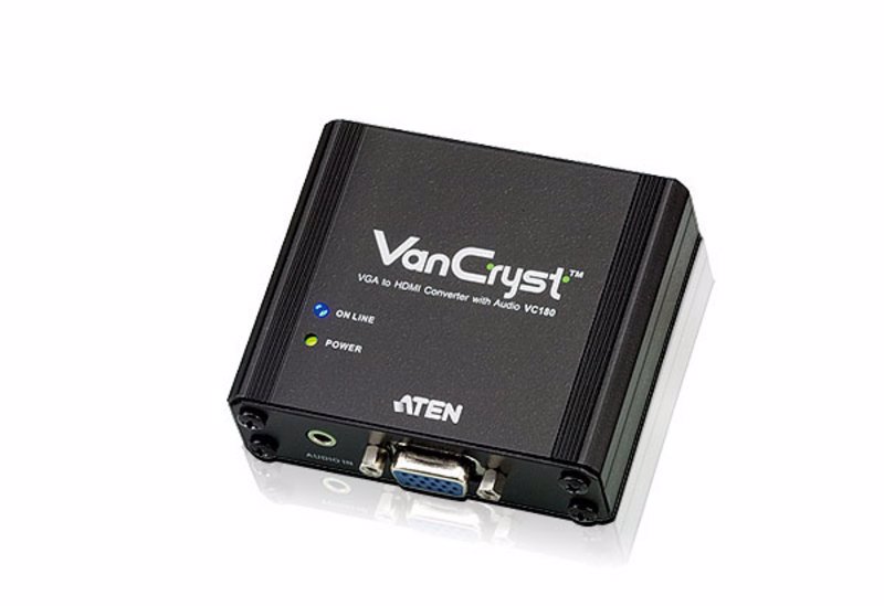 Aten Vga(F) To Hdmi(F) Converter, Supports Up 1920X1200, Converts Analog Vga Signals To Hdmi Output