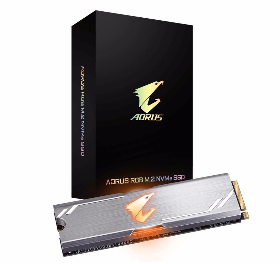 Gigabyte Aorus RGB M.2 PCIe NVMe SSD 256GB - 3100/1050 MB/s 180K/240K Iops 3D Nand TLC Heatsink 1.8 Mil MTBF 5YR Trim Smart Aes 256 (LS)