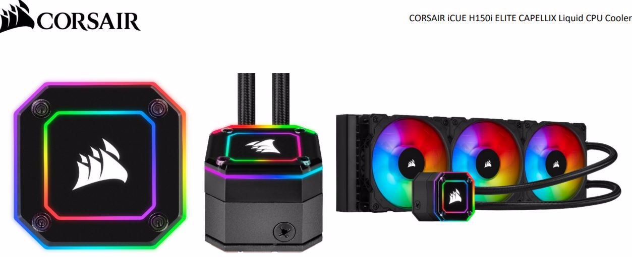 Corsair H150i Elite Capellix 360MM Black Radiator, 3X ML120 RGB PWM Fans, Ultra Bright RGB Pump Head. Liquid Cooling, 5 YRS Warranty.