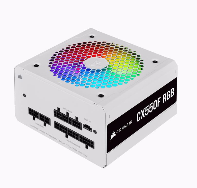 Corsair 550W CX550F RGB, 80+ Bronze, Fully Modular, 120MM Fan, Icue, White Atx Power Supply, Psu, 5 Years Warranty (LS)