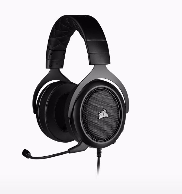Corsair HS50 Pro Carbon Stereo Gaming Headset, Plush Foam, 50MM Neodymium Drivers, Uni-Directional Mic, Discord Certified. Multi-Platform. Headphone