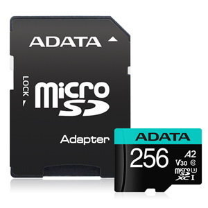 Adata Premier Pro microSDXC Uhs-I U3 A2 V30 Card With Adapter 256GB