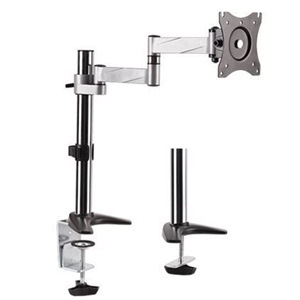 Brateck 13"-27" Single Monitor Desk Mount. Max Load 8KGS. Rotate, Extend, Tilt, Swivel. Max Arm Extension 396MM. Supports Vesa 75X75 &100X100. Colour Slate Black And Metallic Grey.