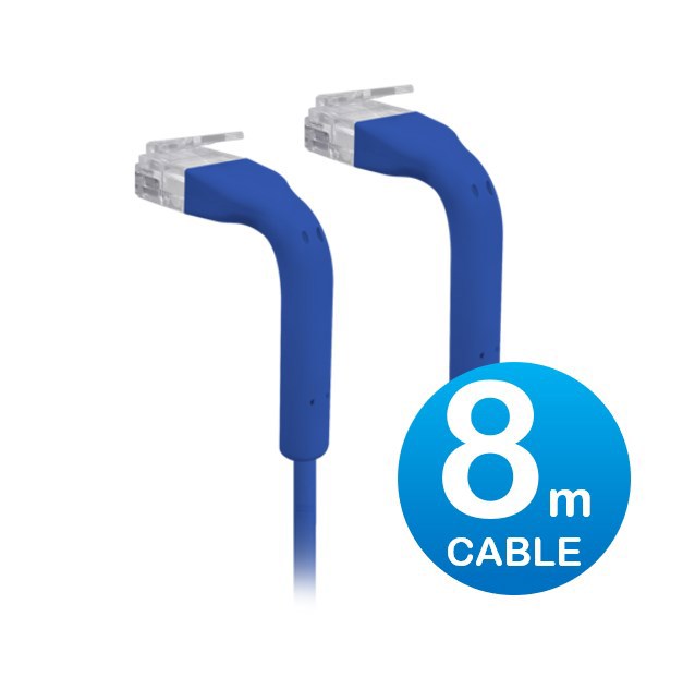 Ubiquiti UniFi Patch Cable 8M Blue, Both End Bendable To 90 Degree, RJ45 Ethernet Cable, Cat6, Ultra-Thin 3MM Diameter U-Cable-Patch-8M-RJ45-BL