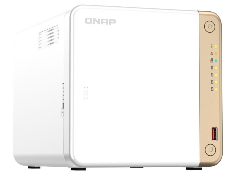 Qnap TS-462-4G 4-Bay Desktop Nas, Intel® Celeron® N4505 Dual-Core, 4 GB DDR4 Onboard Not Expandable, 4 X 3.5'/2.5' Sata 6Gb/s Drive Bays, 2 X M.2 2280