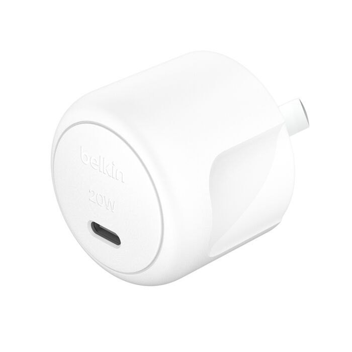 Belkin BoostCharge Compact Usb-C Charger 20W - White, Usb-C PD 3.1, Compact And Travel-Friendly, Cew $2,500, 100% Plastic-Free, 2-Year Warranty