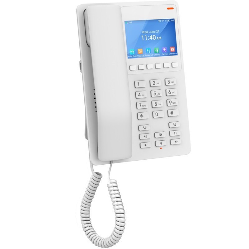Grandstream GHP630W Desktop Hotel Phone With 3.5' Colour LCD, PoE, Dual-Band WiFi 6 - White
