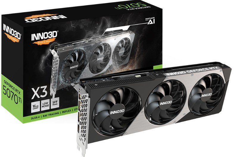 Inno3d nVidia GeForce RTX 5070 Ti X3 16GB GDDR7 2452 MHz Boost Clock, Ram 28 GBPS, 3X DP, 1xHDMI 300X116X41MM