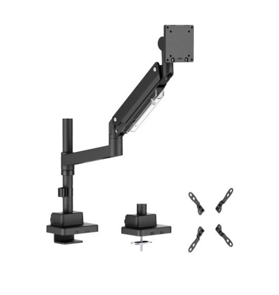 Brateck LDT80-C012P Super Heavy-Duty Pole-Mounted Gas Spring Monitor Arm, Matte Black, Fit Screen Size:	24'-57' Up To 27 KG