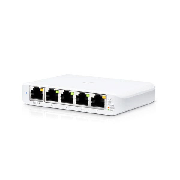 Ubiquiti | Unifi Switch | USW-Flex-Mini | Layer 2 Managed Gigabit Switch, 5X GbE RJ45 Ports, Powerable Via PoE (802.3Af) Or Usb Type-C 5V 1A