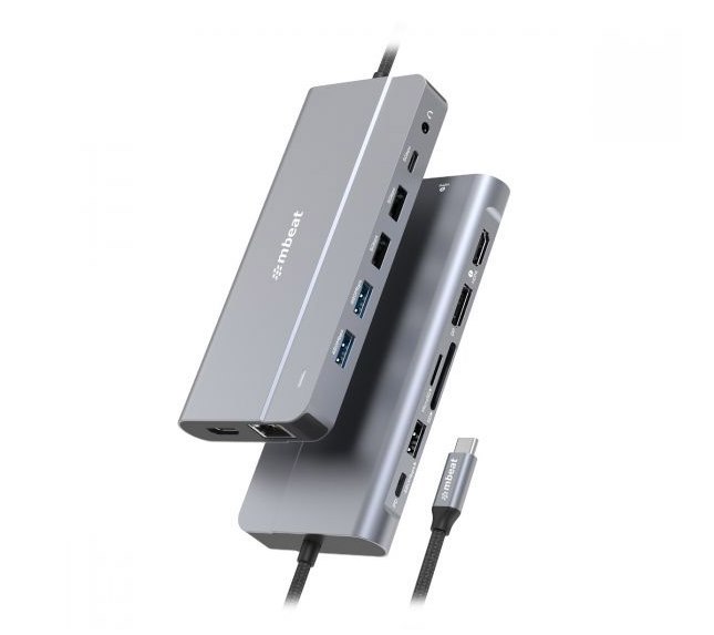 Mbeat® Elite X14 Triple 4K Display Multi-Port Usb-C Hub Usb-C 3.2 Gen 2 × 1, Supports Usb-C DisplayPort 1.4 (DP-Alt Mode) Hdmi 2.0 Version × 2, Max.
