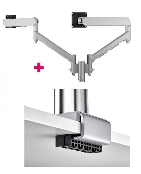 Atdec Awms-2-D13 Dual 690MM Dynamic Monitor Arms + 135MM Post / 8KG Flat And Curved Screens + C Clamp Desk Fixing, Silver
