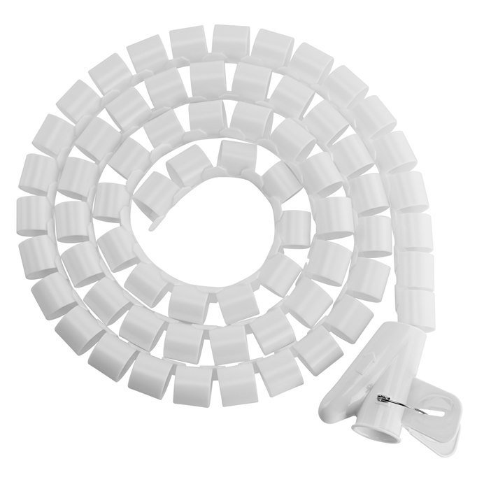 Brateck 20MM/0.79' Diameter Coiled Tube Cable Sleeve Material Polyethylene(PE) Dimensions 1000X20MM - White (LS)