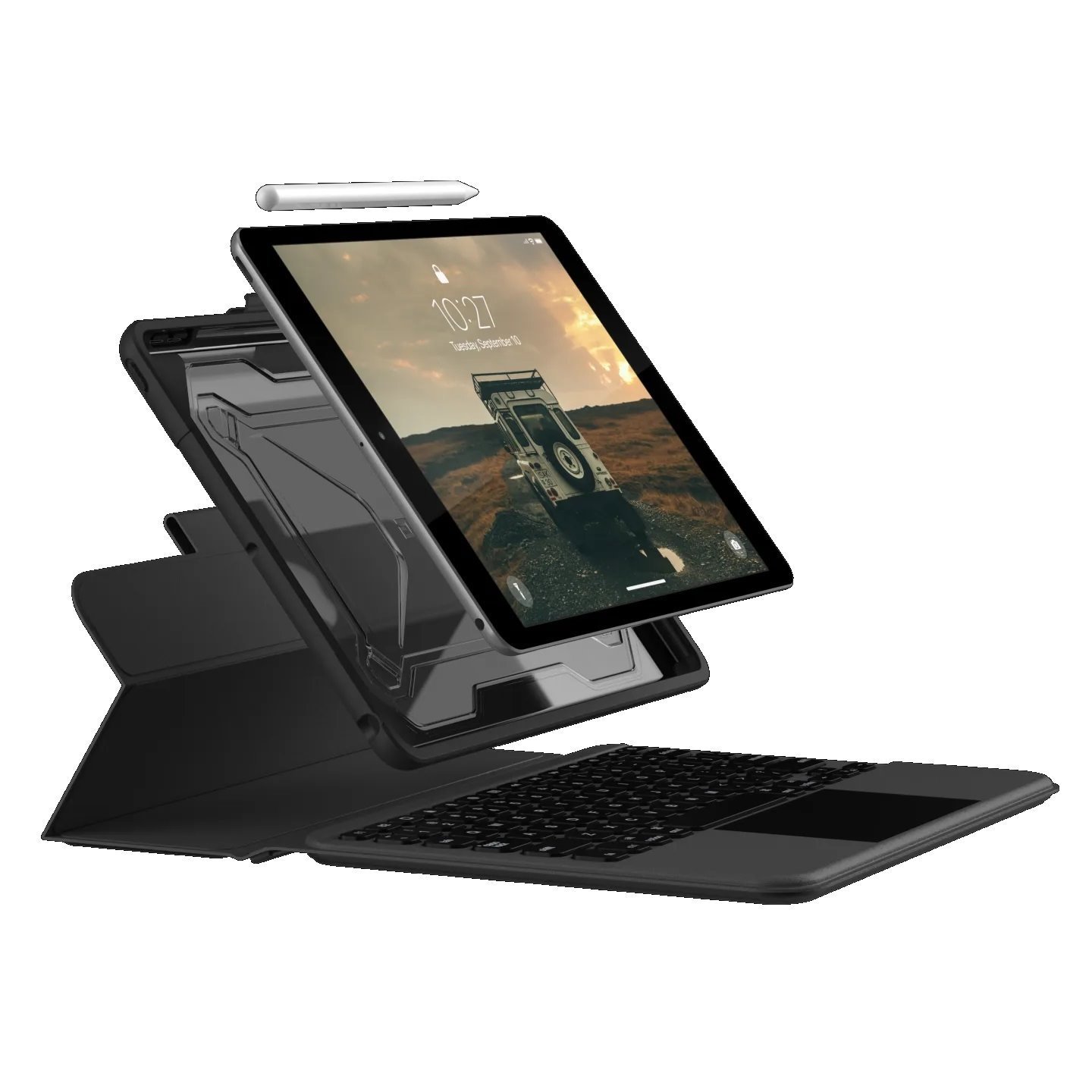 Uag Rugged Apple iPad (10.2') (9TH/8TH/7TH Gen) Bluetooth Keyboard With Trackpad Rugged Case (English) (Us) - Black/Ash(124000114031)