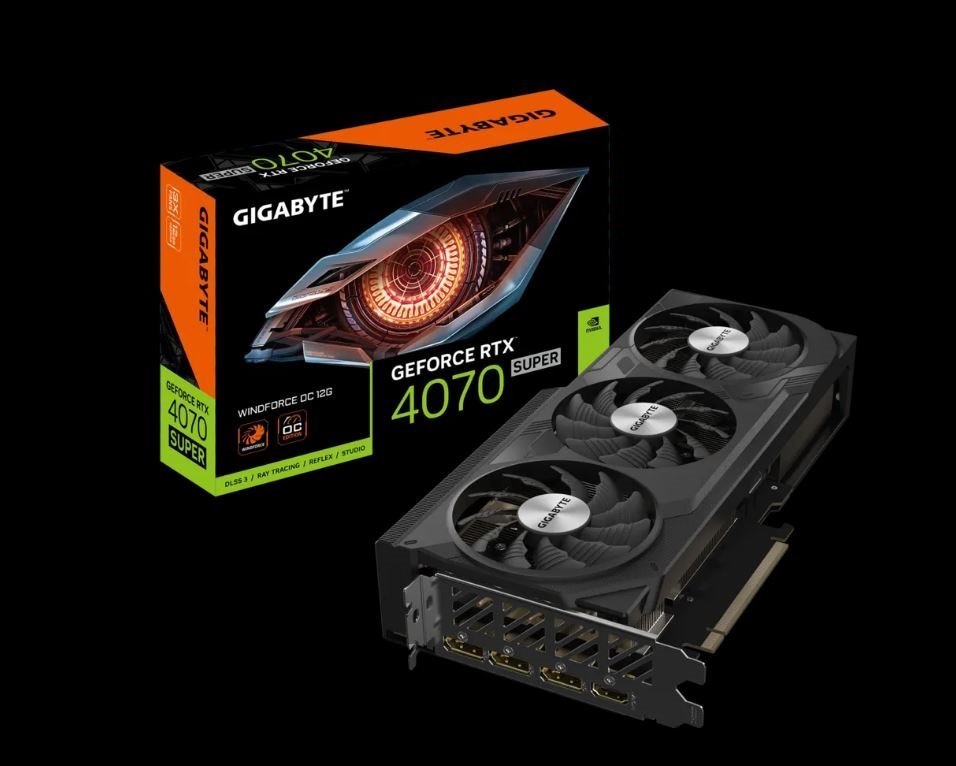 Gigabyte nVidia GeForce RTX 4070 Super Windforce Oc 12GD GDDR6X Video Card, Pci-E 4.0,7168 Cuda Cores, 3X DP 1.4A, 1X Hdmi 2.1A