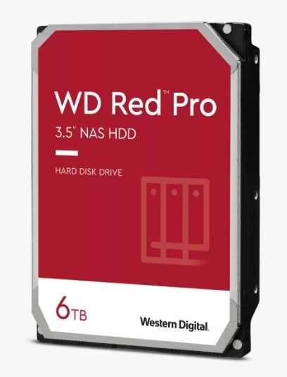 Western Digital WD Red Pro 6TB 3.5' Nas HDD Sata3 7200RPM 256MB Cache 24X7 300TBW ~24-Bays NASware 3.0 CMR Tech