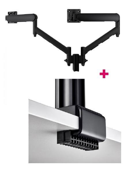 Atdec Awms-2-D13 Dual 690MM Dynamic Monitor Arms + 135MM Post / 8KG Flat And Curved Screens + C Clamp Desk Fixing, Black