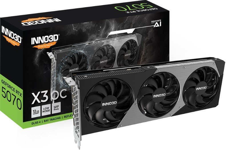 Inno3d nVidia GeForce RTX 5070 X3 Oc 12GB GDDR7 2542 MHz Boost Clock, Ram 28 GBPS, 3X DP, 1xHDMI 300X116X41MM