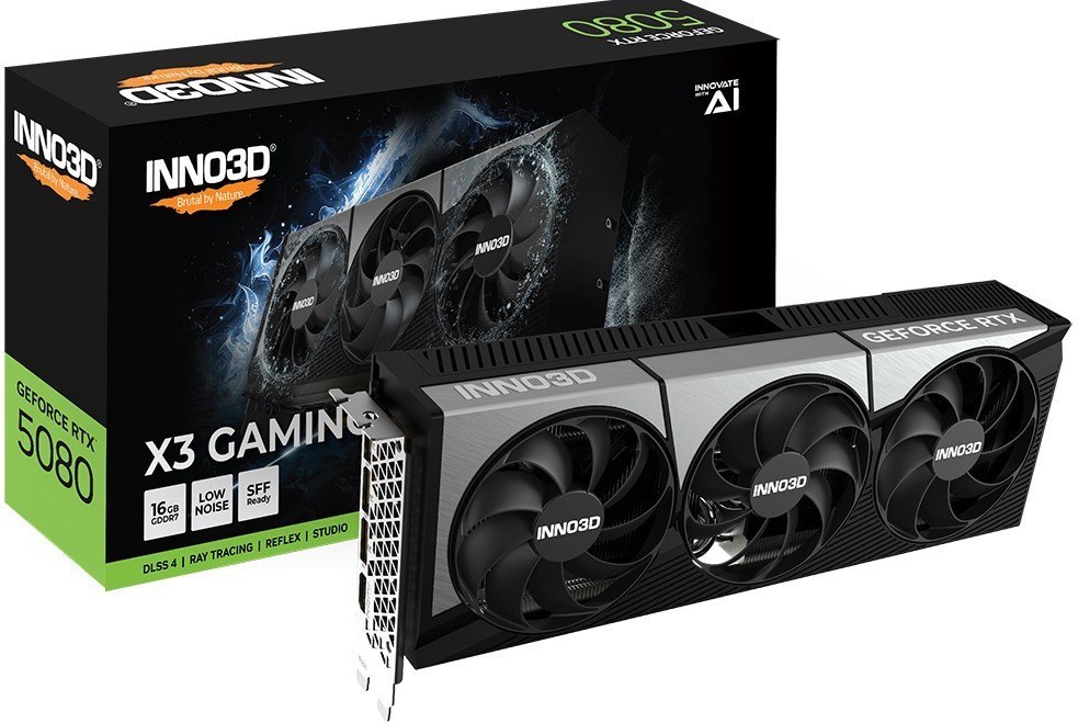 Inno3d nVidia GeForce RTX 5080 X3 Gaming Oc 16GB GDDR7 2700MHz Boost Clock, Ram 30Gbps, 3xDP, 1xHDMI 300X120X50MM