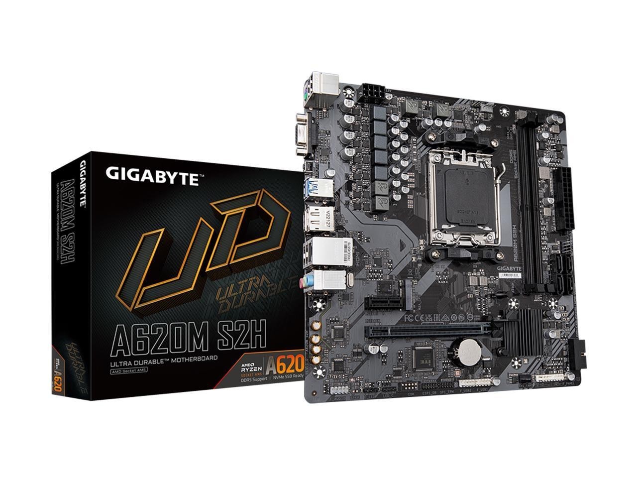GIGABYTE Ultra Durable A620M S2H Desktop Motherboard - AMD A620 Chipset - Socket AM5 - Micro ATX
