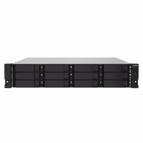 Qnap 12-Bay Nas (No Disk), Alpine QC 1.7GHz, 4GB, 2.5GbE(2), 10GbE SFP+(2), 2U, 3YR WTY