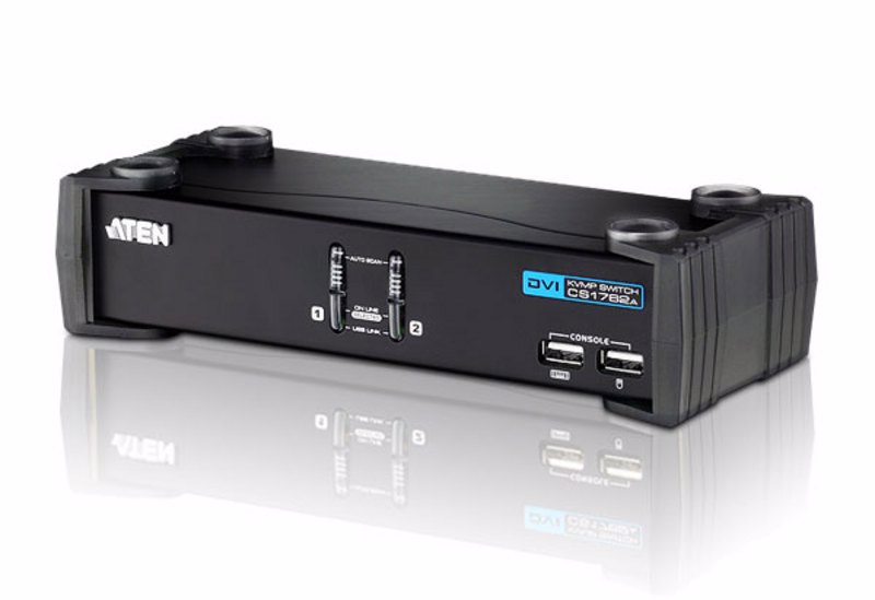 Aten 2 Port Usb 2.0 Dvi KVMP Switch. Support HDCP, Video DynaSync, Single Link, Audio, Mouse/Keyboard Emulation - [ Old Sku: Cs-1762A ]