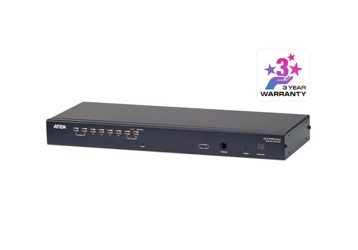 Aten 1-Console High Density Cat5 KVM 8 Port With Daisy-Chain Port, Support 1920X1200 Up To 30M On Supported Adapters