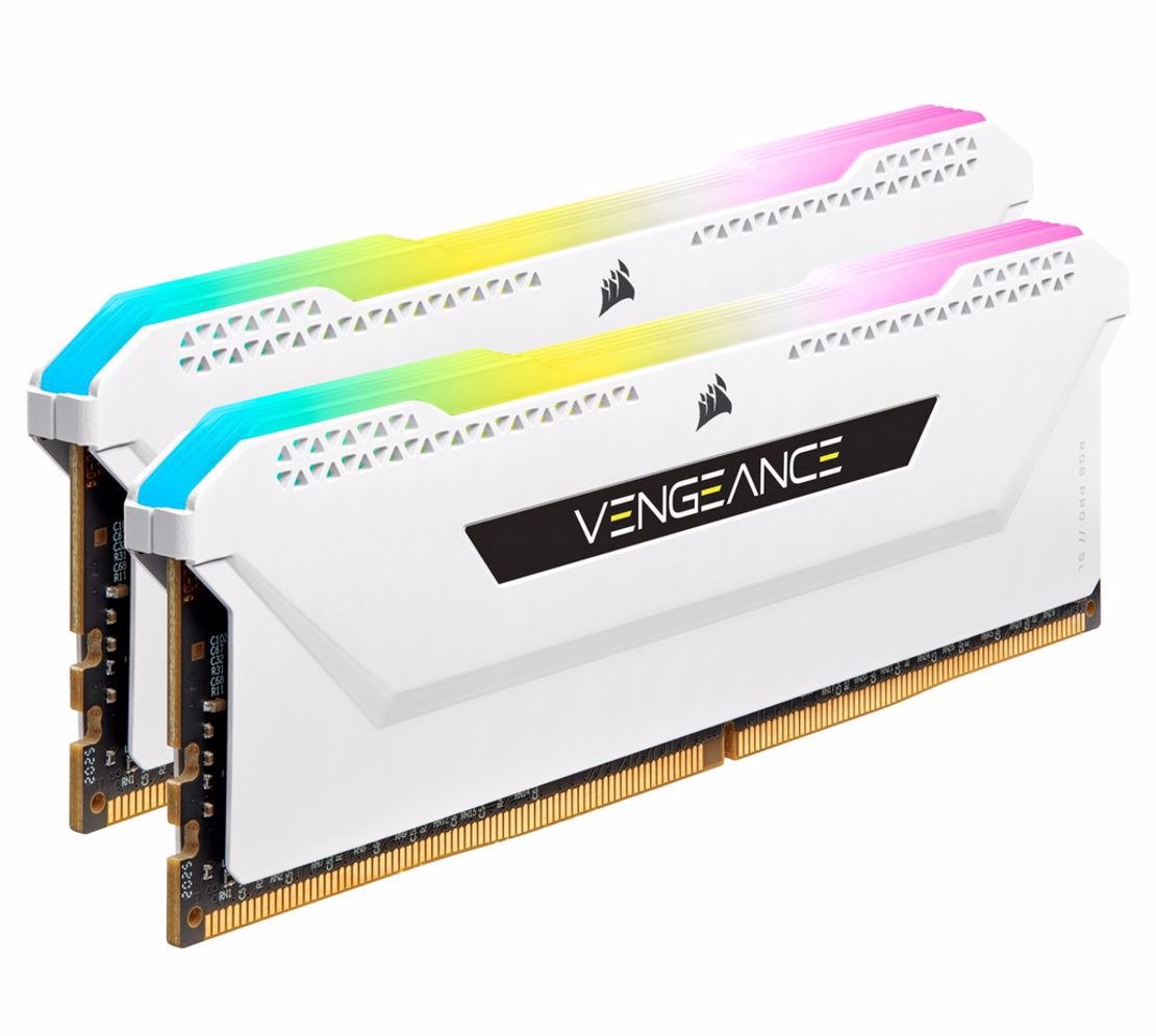 Corsair DDR4, 3600MHz 16GB 2x8GB Dimm, Unbuffered, 18-22-22-42, XMP 2.0, Vengeance RGB Pro SL White Heatspreader, RGB Led, 1.35V, For Amd Ryzen & Intel