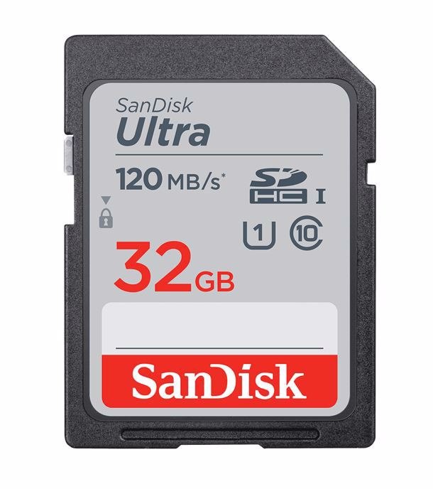 SanDisk Ultra SDHC, Sdun4 32GB, C10, Uhs-I, 120MB/s R, 4X6, 10Y